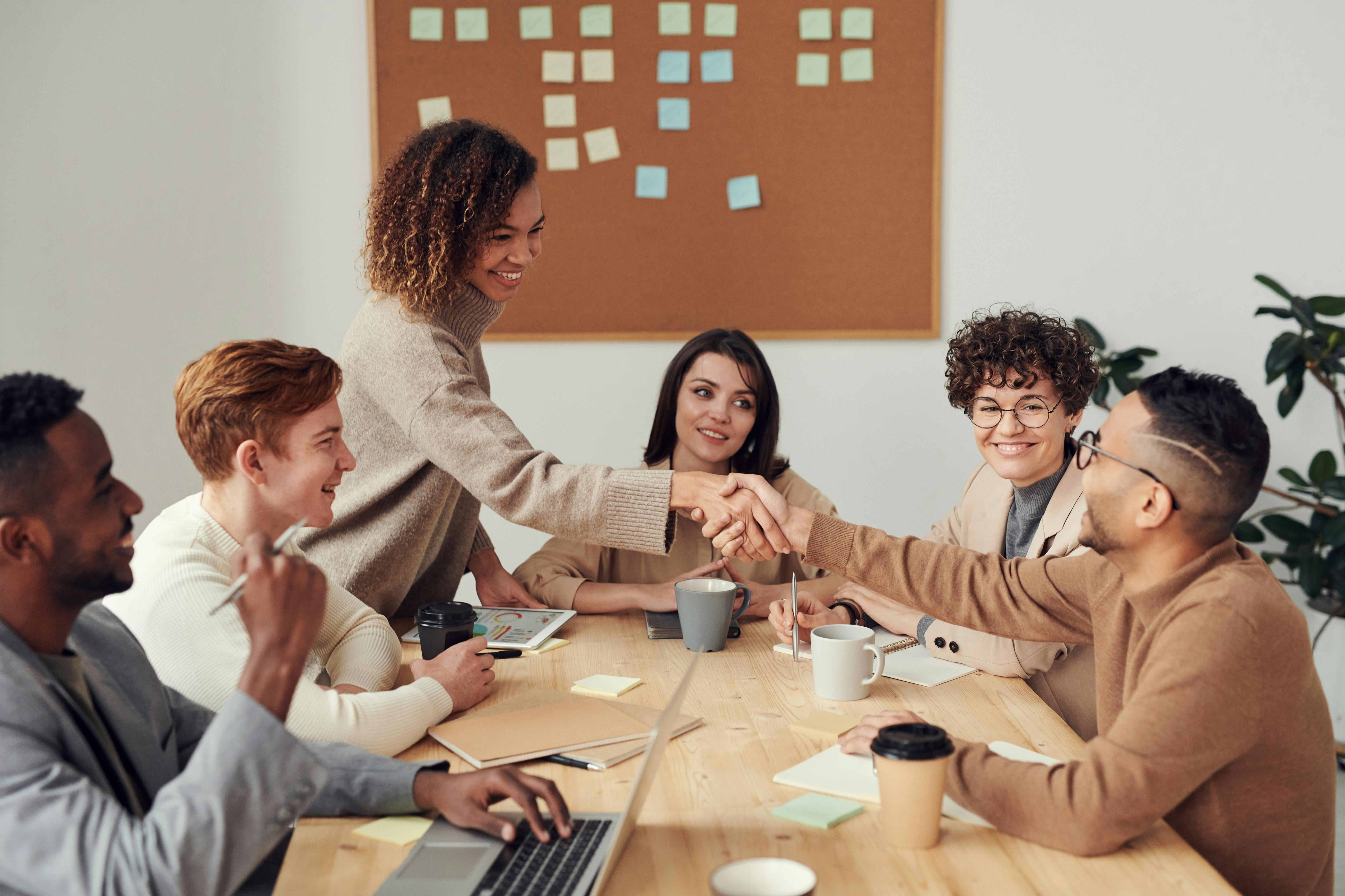 Team collaborating in a modern office